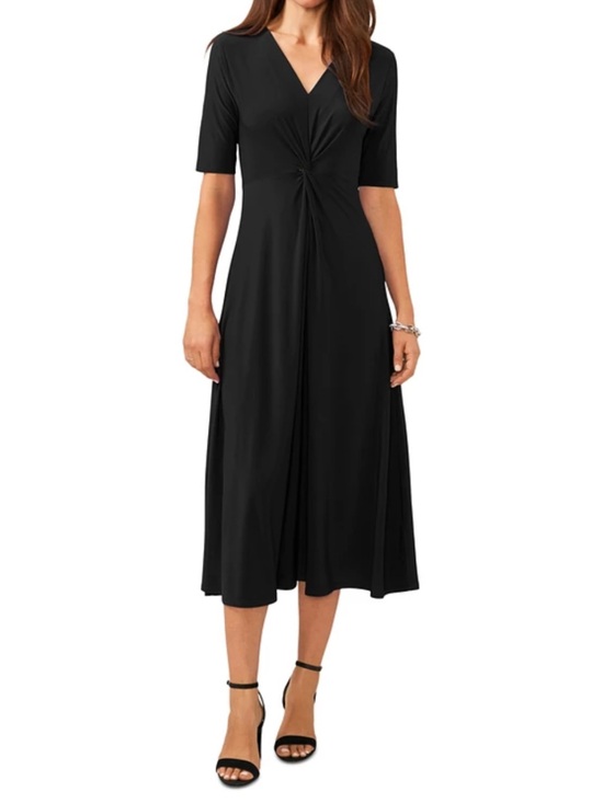 MSK Dresses & Skirts - MSK Black V-Neck Midi Dress with Short Sleeves S